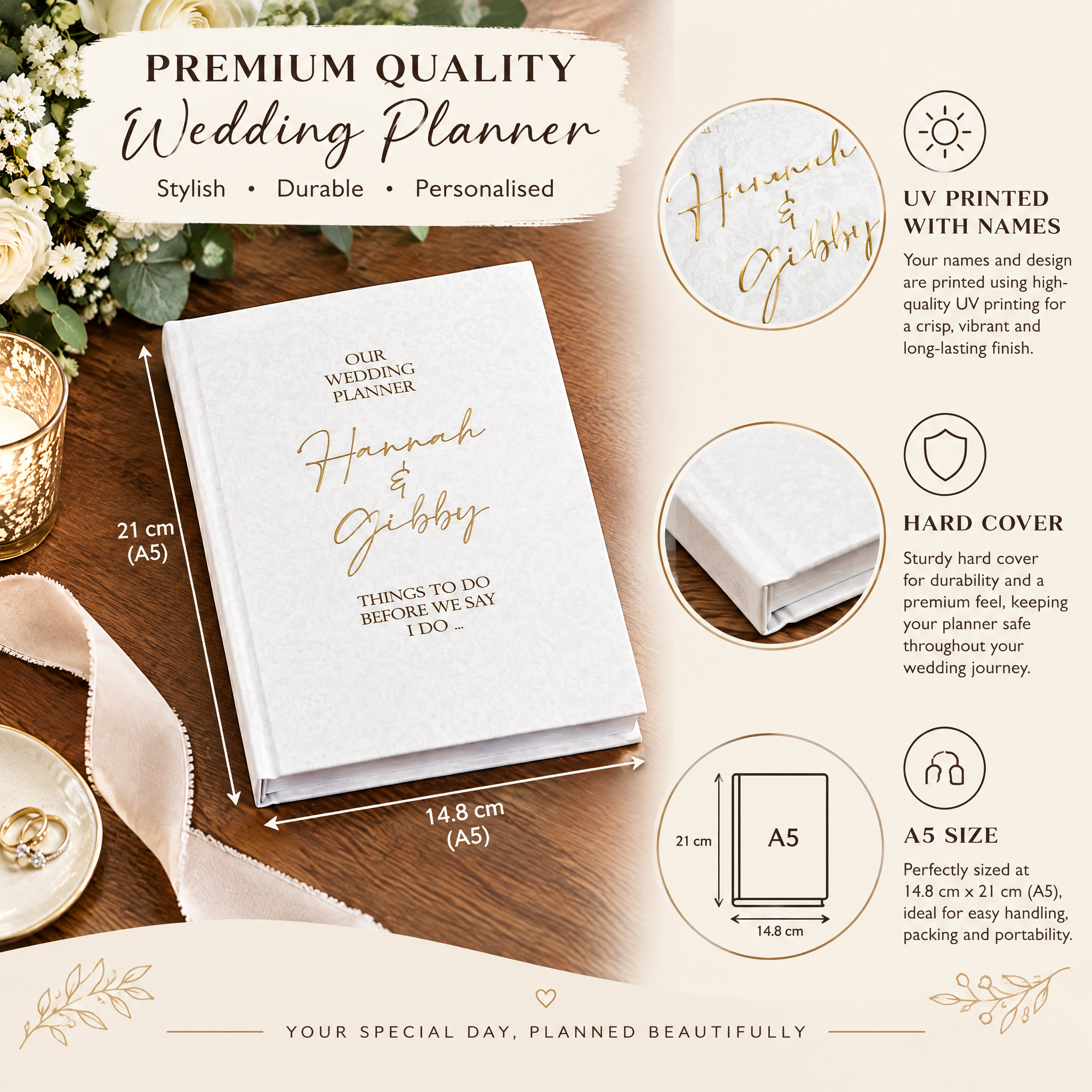 Personalised Wedding Planner Organiser Book Engagement Delicate Artwork Wedding Planner ukgiftstoreonline