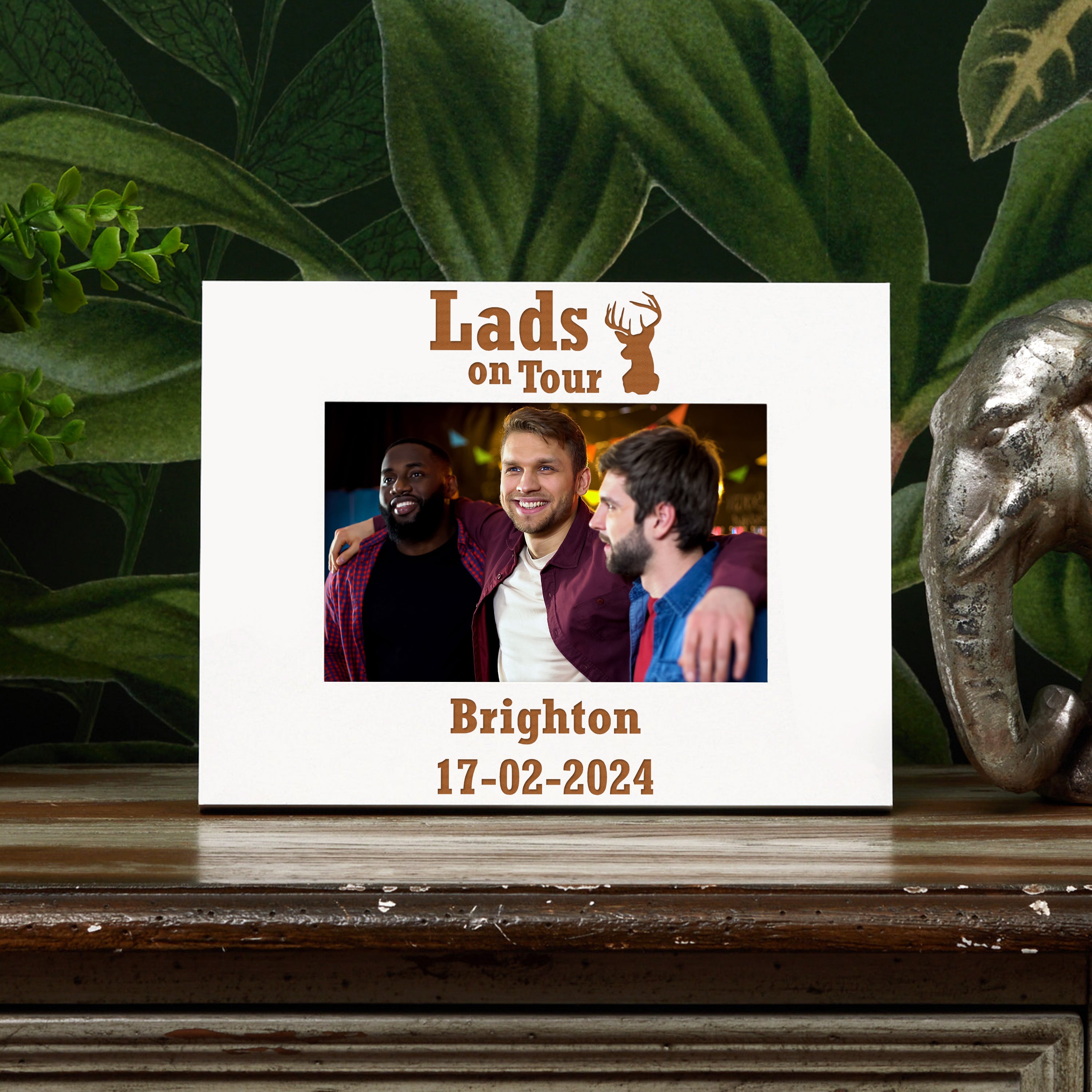 Personalised Bachelor Party Stag Do White Wooden Photo Frame Family Photo frame ukgiftstoreonline