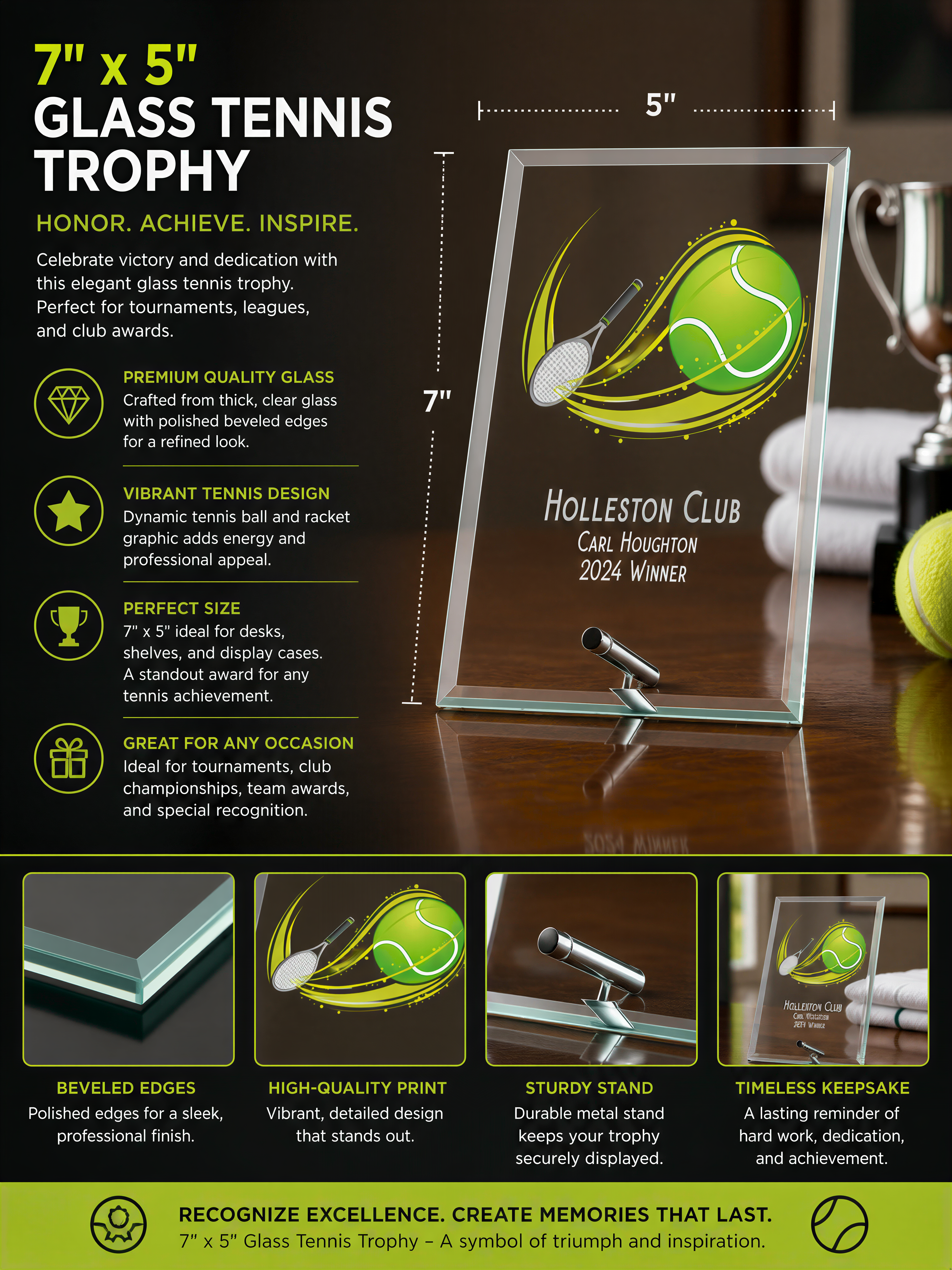 Personalised Tennis Award Trophy Plaque With Colour Print Personalised Plaque Sign ukgiftstoreonline