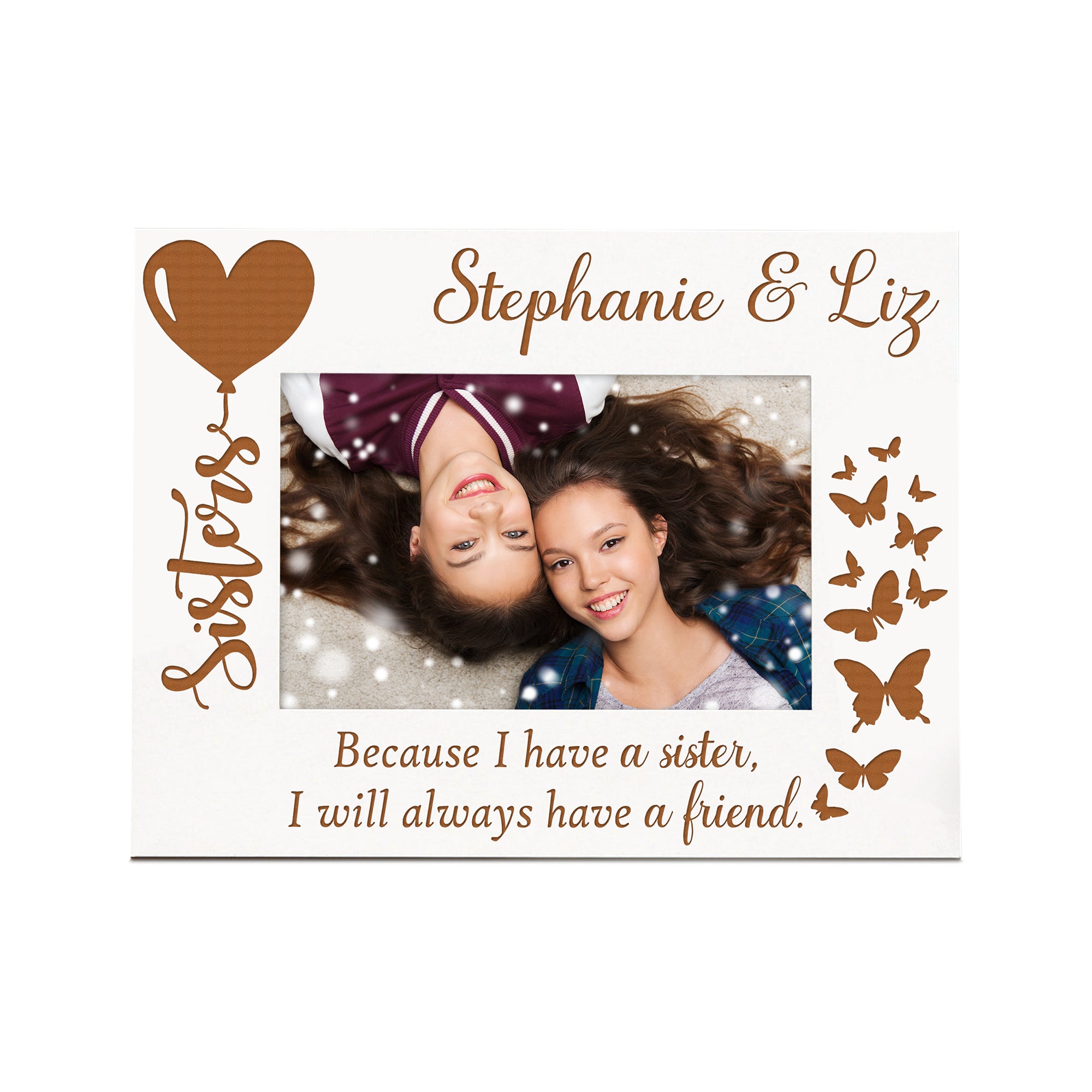 Personalised Sisters Butterfly White Wooden Photo Frame Family Photo frame ukgiftstoreonline