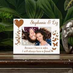 Personalised Sisters Butterfly White Wooden Photo Frame Family Photo frame ukgiftstoreonline