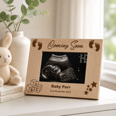 Personalised Pregnancy Announcement Wooden Baby Scan Photo Frame Gift Baby Photo Frame ukgiftstoreonline