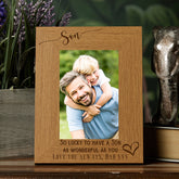 Personalised Son Love Heart Engraved Portrait Photo Frame Gift