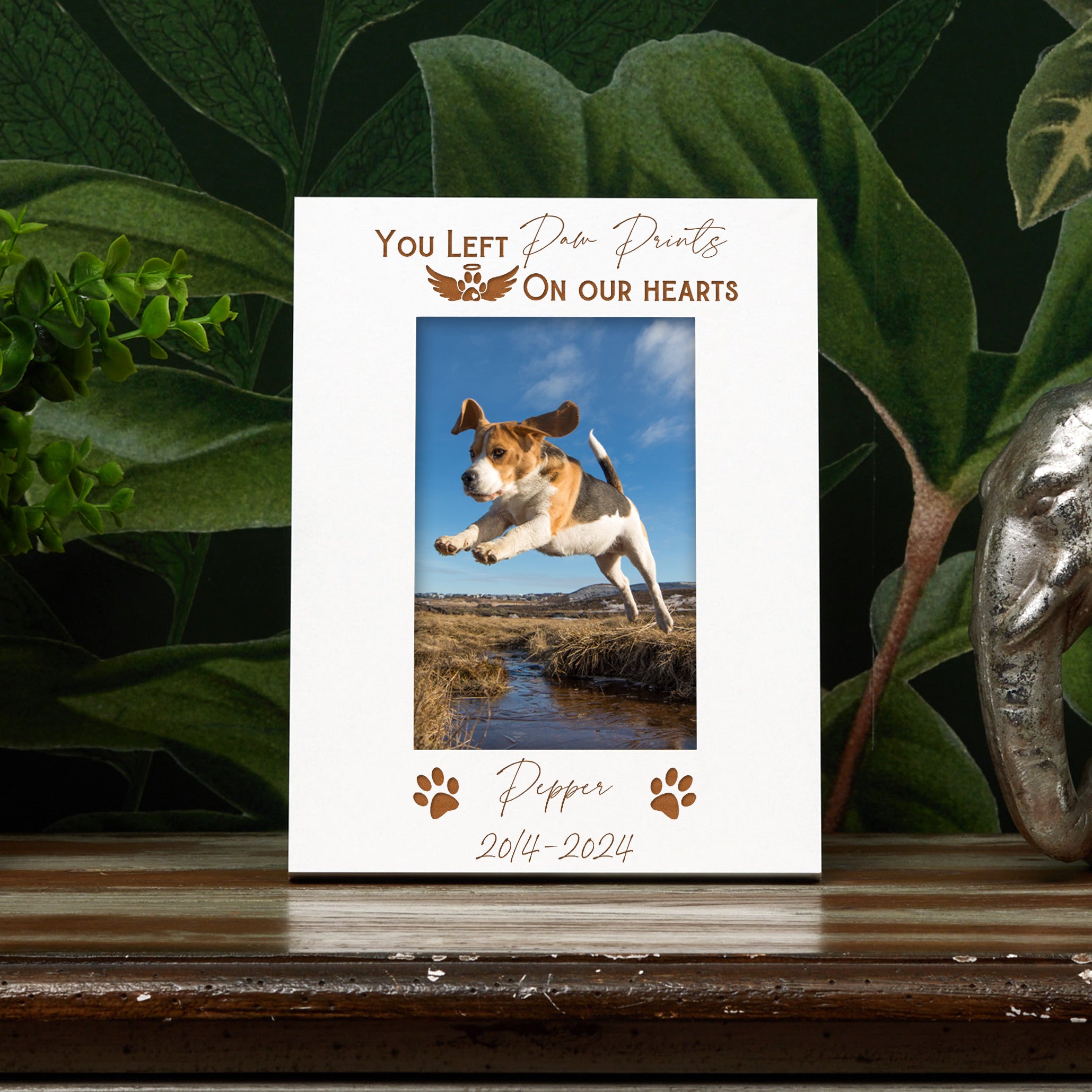 Personalised Dog Paw Prints White Wooden Photo Frame Family Photo frame ukgiftstoreonline
