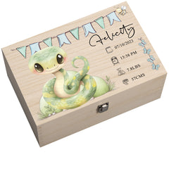 Personalised Wooden Baby Memory Keepsake Box With Cute Animals
