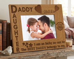 Daddy Daughter Photo Frame – Wooden Oak Finish Personalised Gift for Dad Daughter Photo Frame ukgiftstoreonline