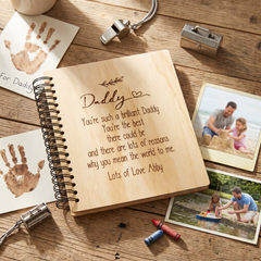 Personalised Daddy Sentiment Wooden Photo Album Engraved Gift Scrapbook ukgiftstoreonline
