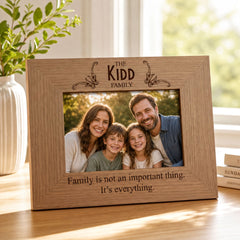 Personalised Family Photo Frame - Oak Wood Picture Frame With Stand & Engraved Family Name Family Photo frame ukgiftstoreonline
