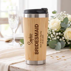 Personalised Bamboo Travel Mug Wedding Favour Gift Bridesmaid Maid Honour Personalised Mugs ukgiftstoreonline