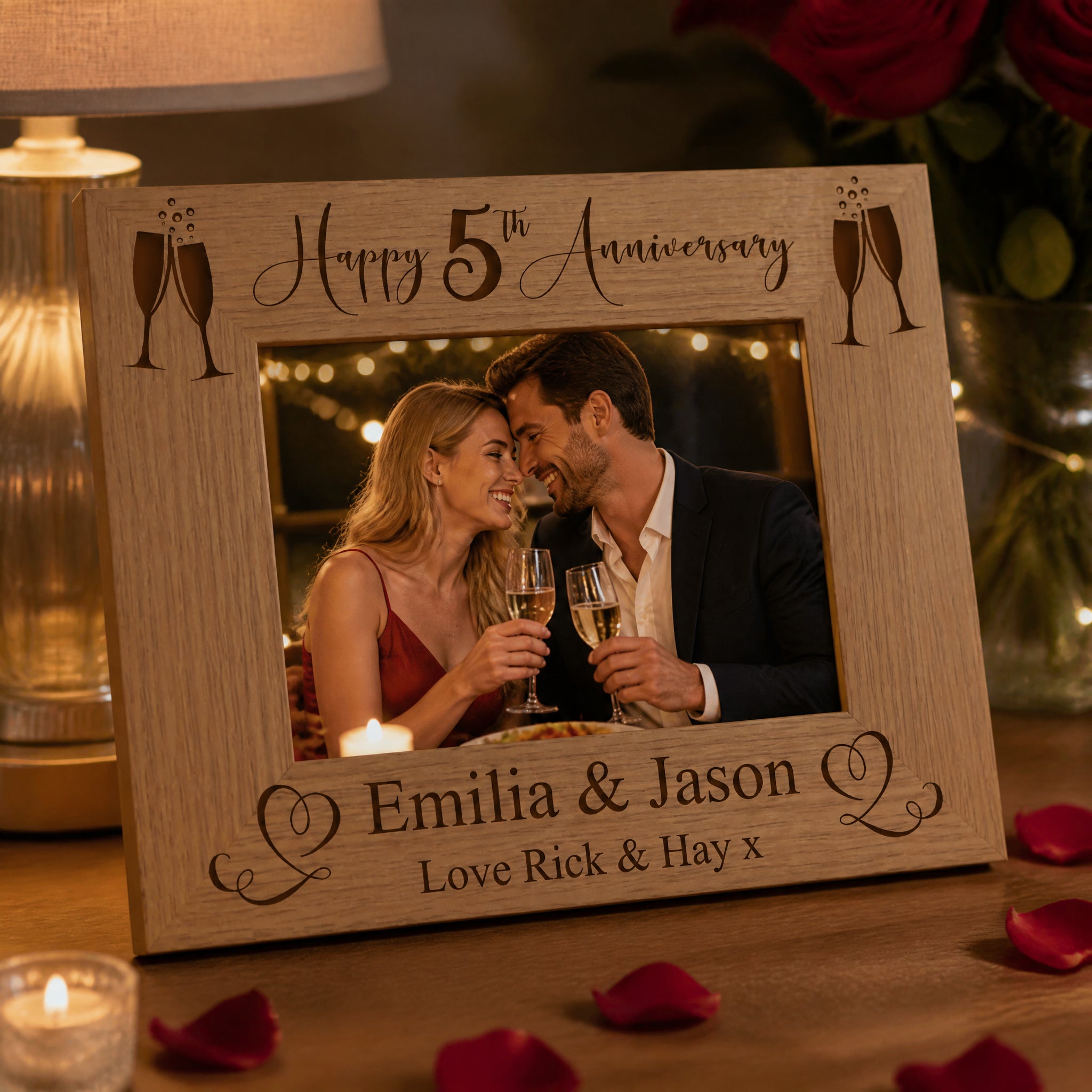 Personalised 5th Wedding Anniversary Wooden Photo Frame Gift personalised photo frames ukgiftstoreonline