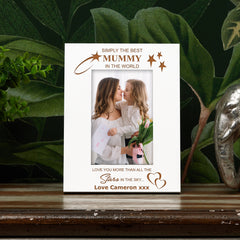Personalised Best Mummy In The World White Photo Frame Gift Engraved