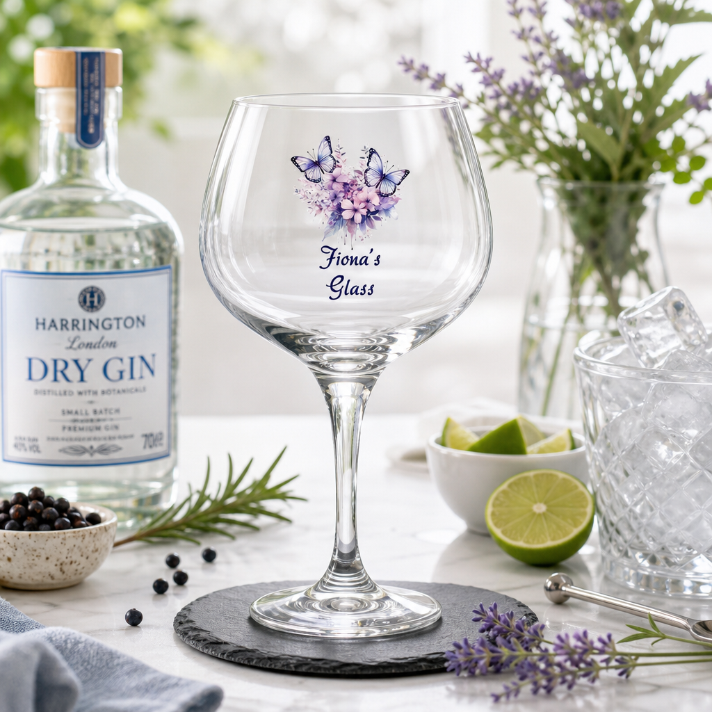 Personalised Purple Butterfly Cocktail Gin Glass Gift For Her Personalised Gin Glasses ukgiftstoreonline