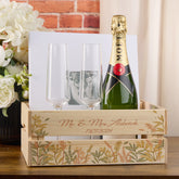 Personalised Leaf Design Wedding Crate, Wooden Crate, Wedding Hamper Decoration