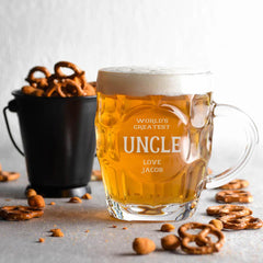 Personalised Engraved Uncle Dimple Beer Mug Glass Gift