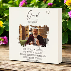 Personalised Dad Memorial Sympathy Plaque Indoor or Outdoor With Photo