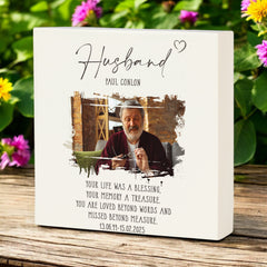 Personalised Husband Memorial Sympathy Plaque Indoor or Outdoor With Photo