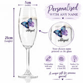 Personalised 21st Birthday Butterfly Champagne Prosecco Glass Gift ukgiftstoreonline