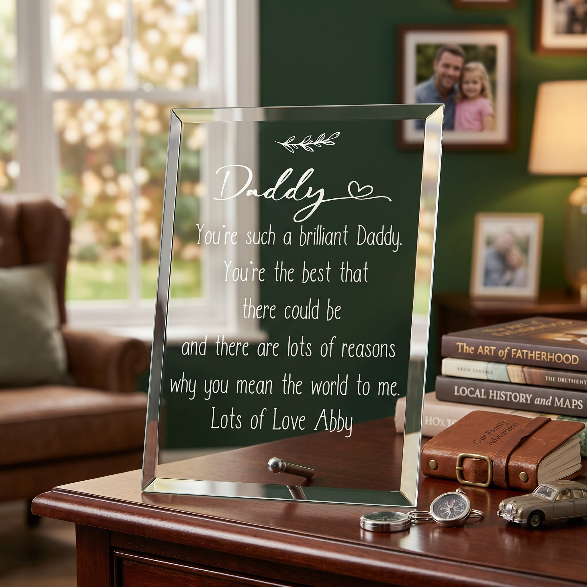 Personalised Daddy Keepsake Gift Glass Plaque With Sentiment Personalised Plaque Gift ukgiftstoreonline