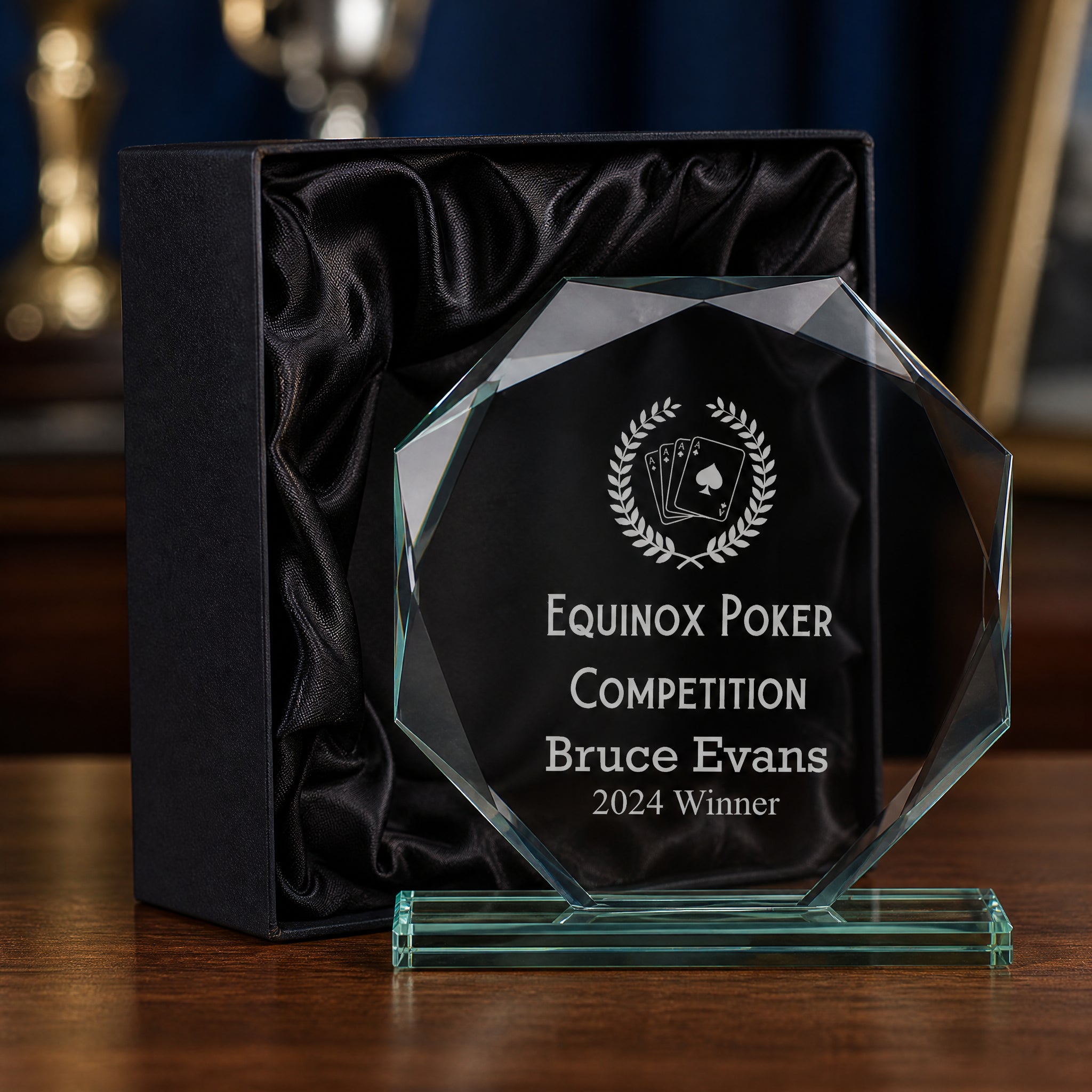 Large Jade Glass Personalised 15cm Poker Or Cards Trophy Award Engraved Jade Glass ukgiftstoreonline