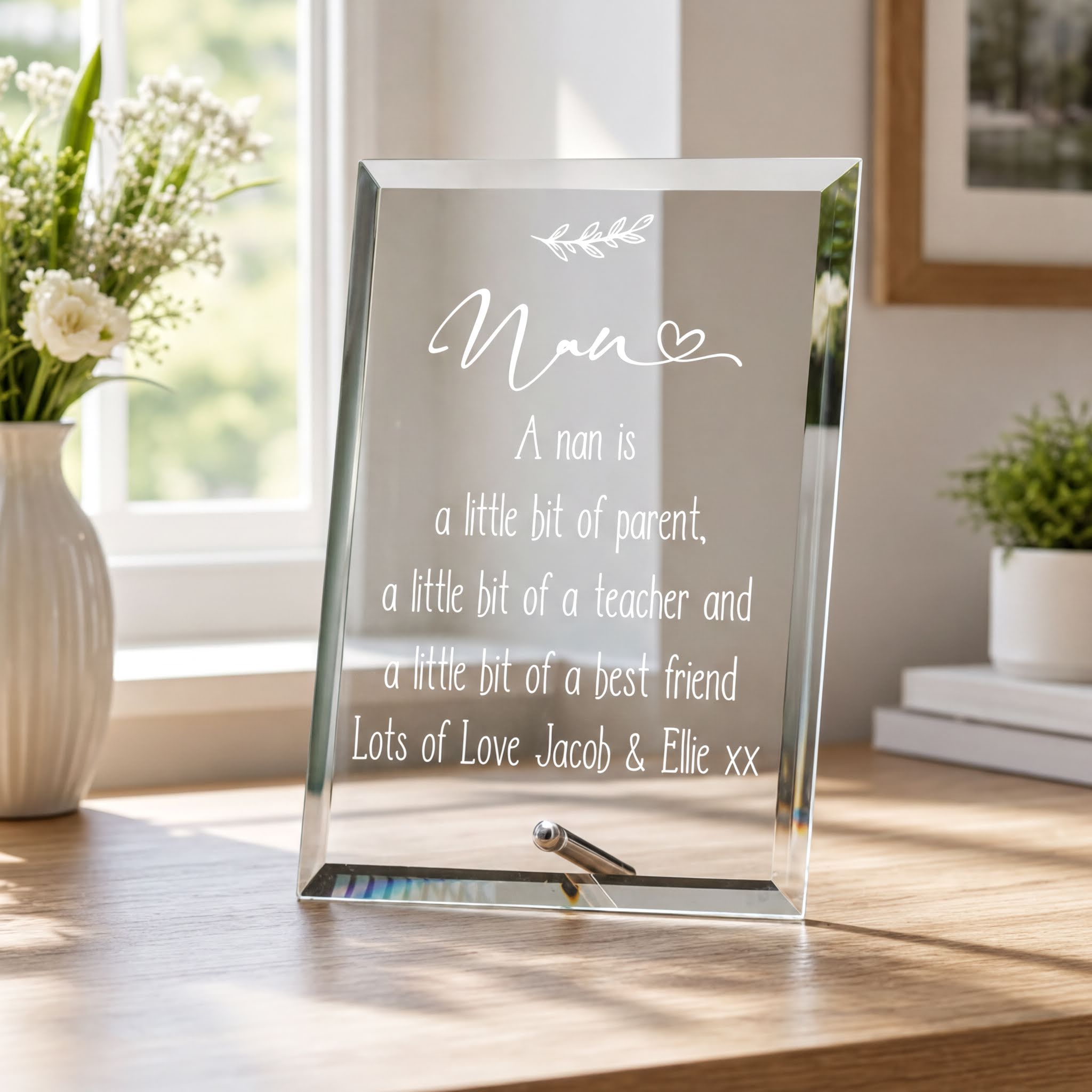 Personalised Nan Keepsake Gift Glass Plaque With Sentiment Personalised Plaque Sign ukgiftstoreonline