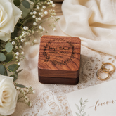Personalised Wedding Ring Box, Square Holder For 2 Rings With Wreath Ring Box Holder ukgiftstoreonline