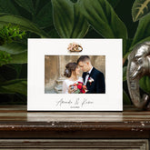 Personalised Wedding Day Photo Picture Frame With Floral Rings