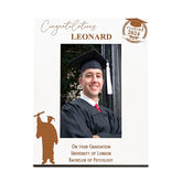 Personalised Male Graduation White Wooden Engraved Photo Frame Gift