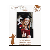 Personalised Female Graduation White Wooden Engraved Photo Frame Gift