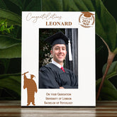 Personalised Male Graduation White Wooden Engraved Photo Frame Gift