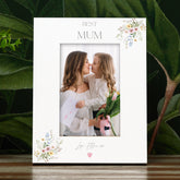 Personalised White Mum Photo Picture Frame Gift With Delicate Flowers Photo Frame ukgiftstoreonline Portrait