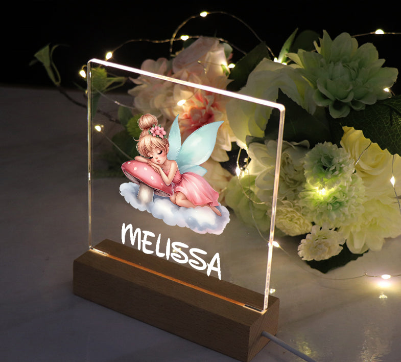 Personalised Fairy Gift Night Light Bedroom Nursery For Kids Personalised Heart Gifts ukgiftstoreonline Sleeping Fairy
