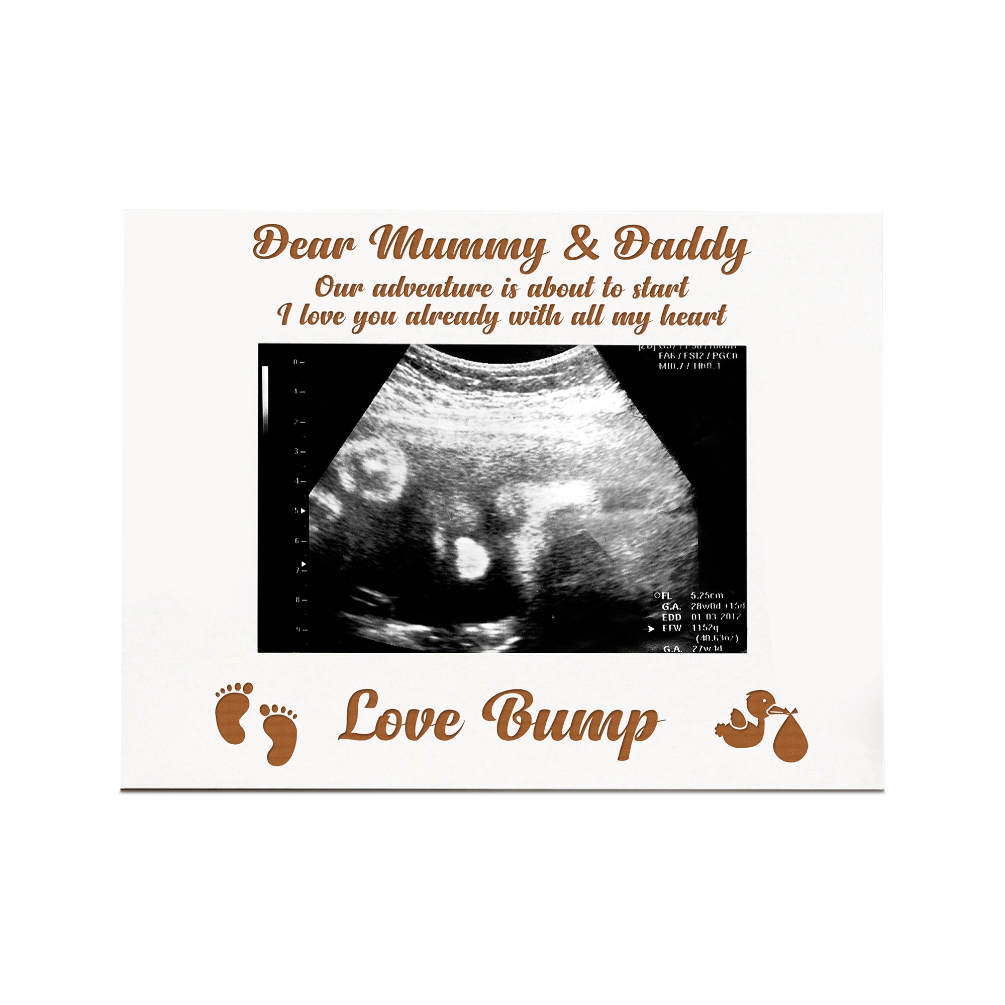 White Engraved Mummy and Daddy Baby Scan Photo Frame Gift Photo Frame ukgiftstoreonline