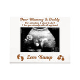 White Engraved Mummy and Daddy Baby Scan Photo Frame Gift