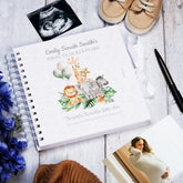 Personalised Baby's First Year Keepsake Journal Milestones and Memories With Jungle Safari
