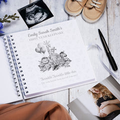 Personalised Baby's First Year Keepsake Journal Milestones and Memories With Jungle Safari