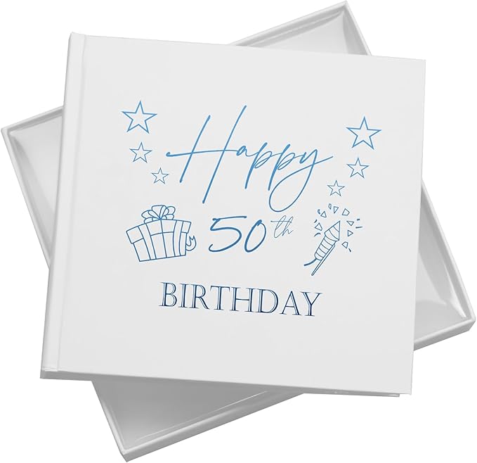 50th Birthday White Photo Album Gift For Her Or Him With Present Design Pack of 5 Wholesale Trade photo album ukgiftstoreonline