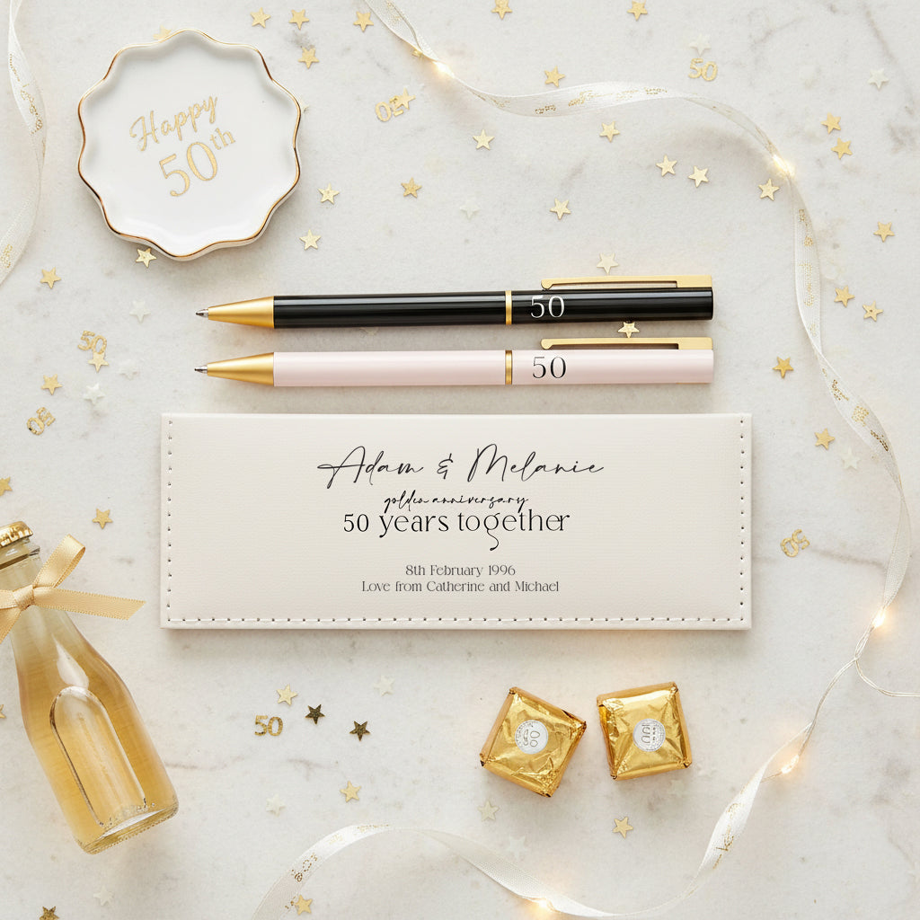 50th Anniversary Pen Set Personalised and Gift Boxed Anniversary Gifts ukgiftstoreonline