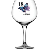 Personalised 18th Birthday Butterfly Cocktail Gin Glass Gift for Her