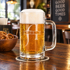 Personalised Engraved Name and Alphabet 540ml Beer Glass Mug Gift for Him Personalised Birthday Gift ukgiftstoreonline