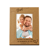 Personalised Dad Love Heart Engraved Portrait Photo Frame Gift