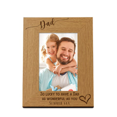 Personalised Dad Love Heart Engraved Portrait Photo Frame Gift