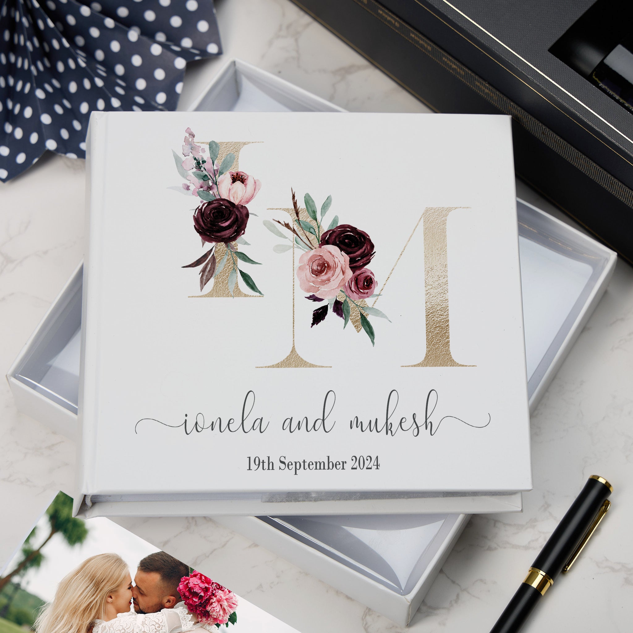 Personalised Initials Wedding Photo Album Gift for Couple 6x4" Gift Boxed wedding photo album ukgiftstoreonline