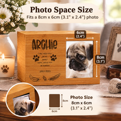 Personalised Wooden Dog Memorial Cremation Urn with Photo Heaven Quote Pet urn ukgiftstoreonline
