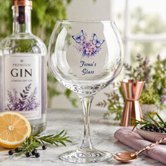 Personalised Purple Butterfly Cocktail Gin Glass Gift For Her Personalised Gin Glasses ukgiftstoreonline