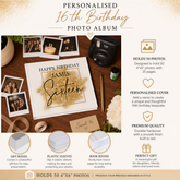 Personalised 16th Birthday Photo Album Gift With Gold Sparkles Design Photo Album ukgiftstoreonline