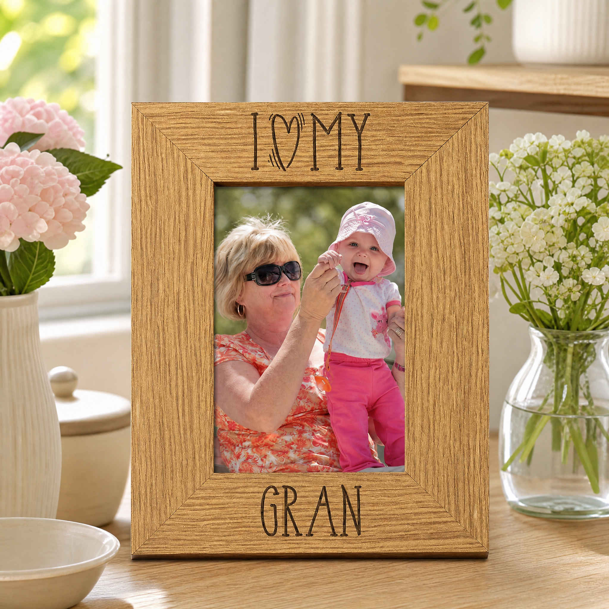Gran Love Photo Frame - Engraved Wooden Heart-Shaped Keepsake Gift Gran Photo Frame ukgiftstoreonline
