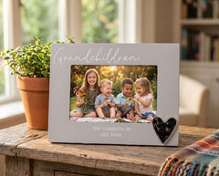 Grandchildren Silver Heart Photo Frame 6'x4' Picture with Sentiment, Freestanding and Gift Boxed photo frame ukgiftstoreonline