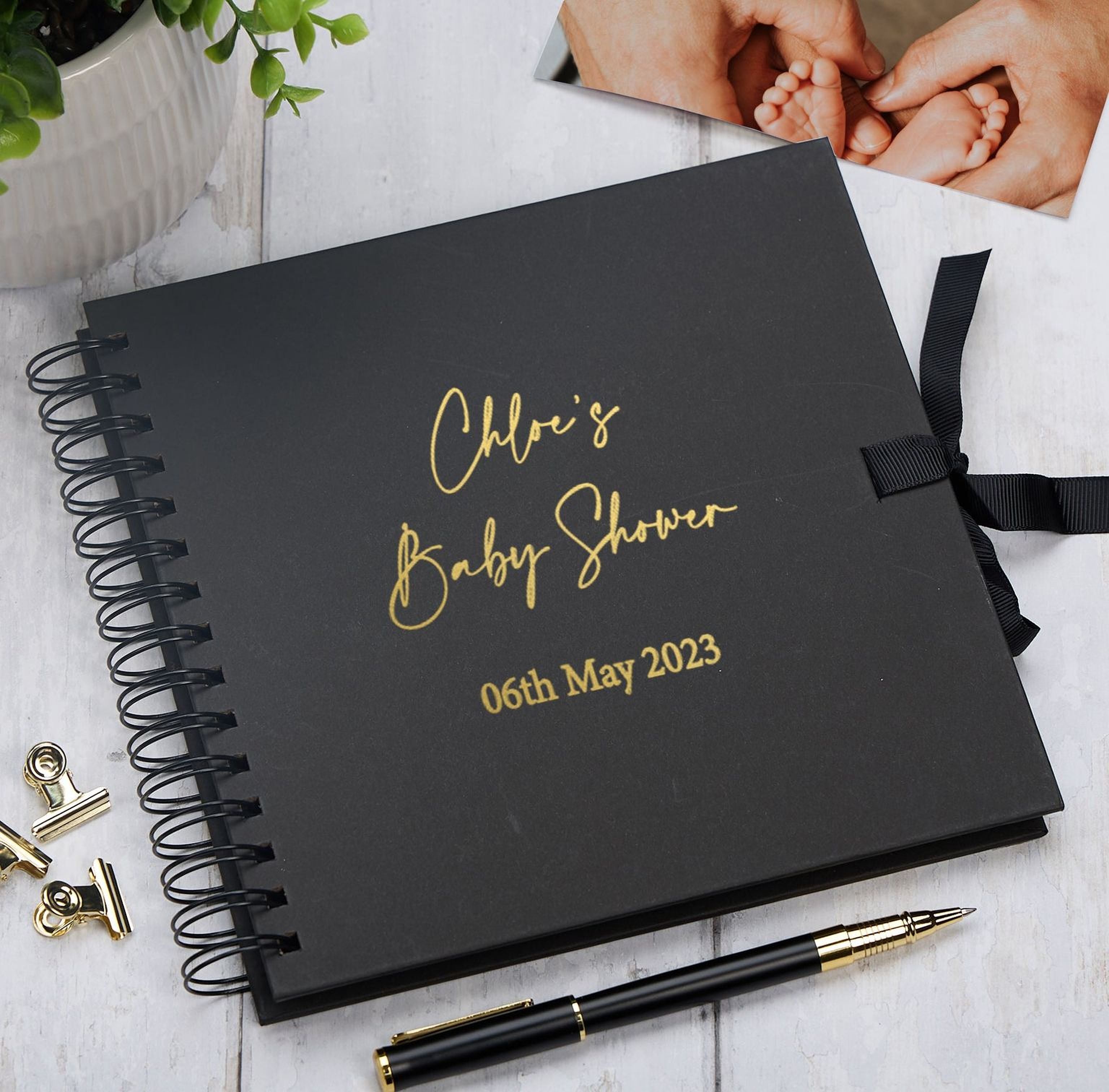 Personalised Baby Shower Multiple Colour Guest Book Scrapbook or Photo Album Foil Print Scrapbook ukgiftstoreonline