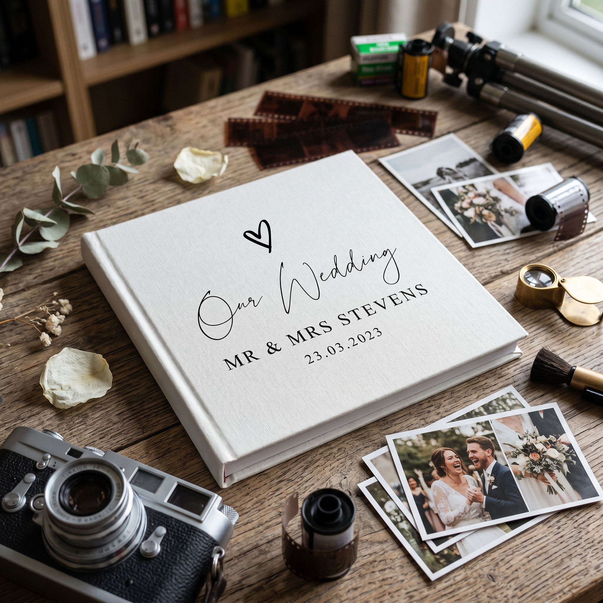 Large Traditional Book Bound Personalised Wedding Photo Album With Heart photo album ukgiftstoreonline
