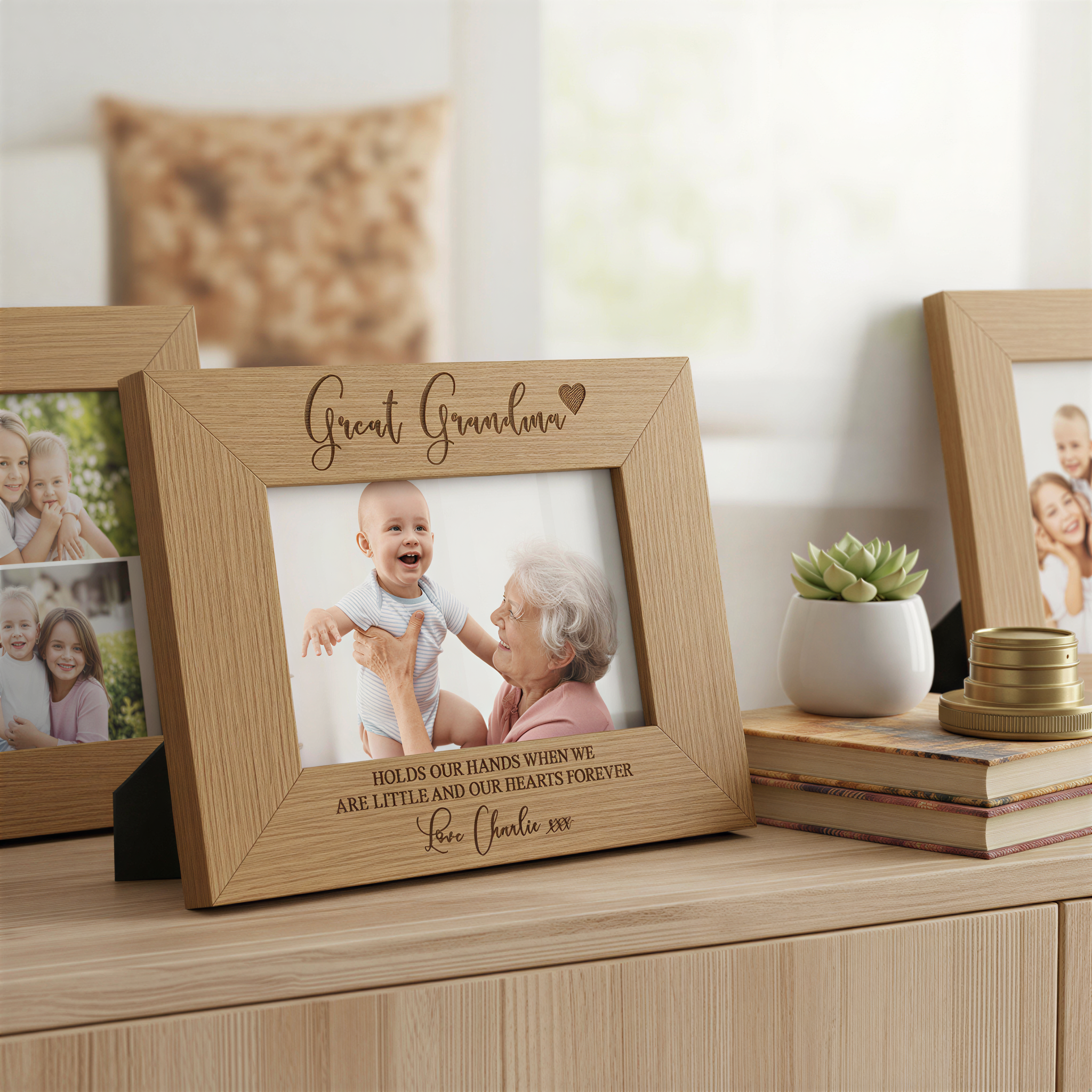Personalised Great Grandma Wooden Engraved Photo Frame Gift Grandma Photo Frame ukgiftstoreonline